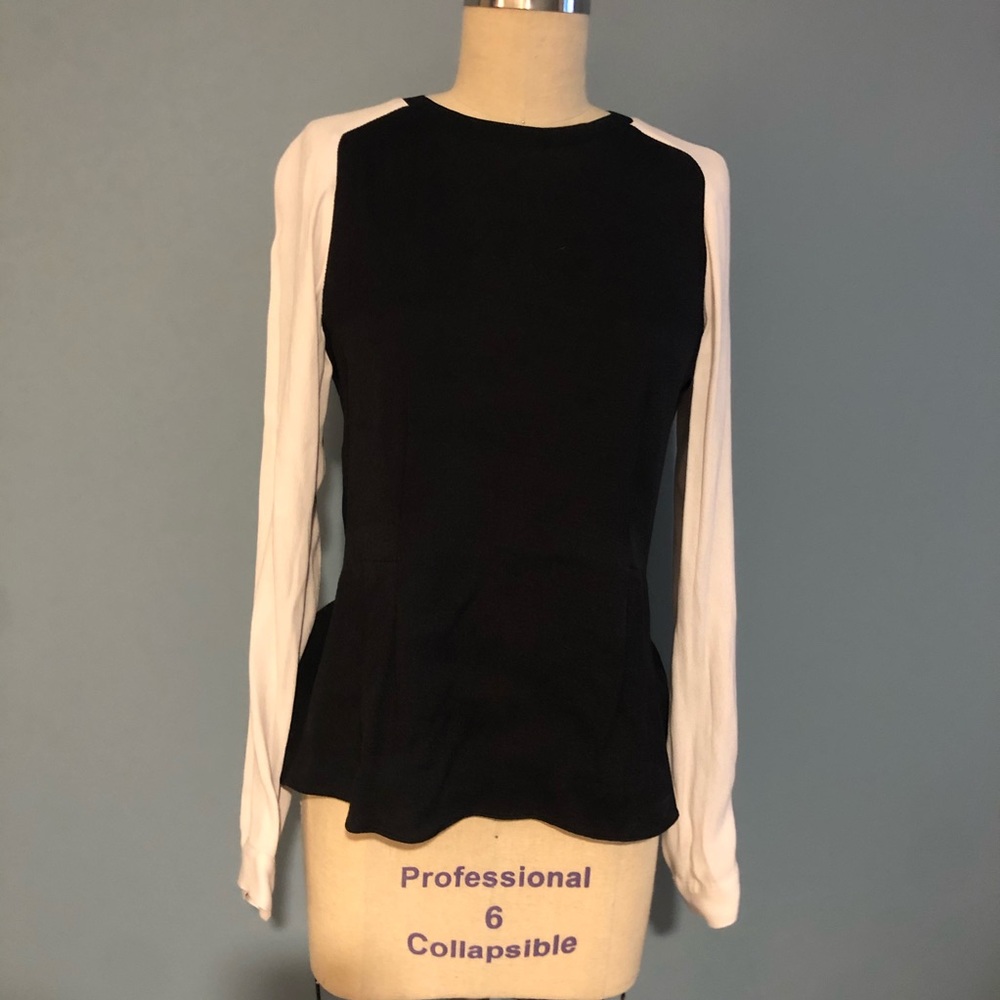 NWOT Black and White Colorblock Slik Top